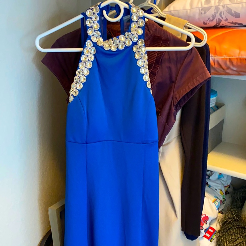 New Formal dress- size 7 - royal blue with crystals